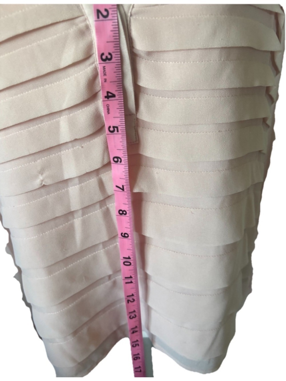 Calvin Klein Blouse Blush Pink Tiered Pleated V-Neck Long Sleeve Professional M - Picture 3 of 7